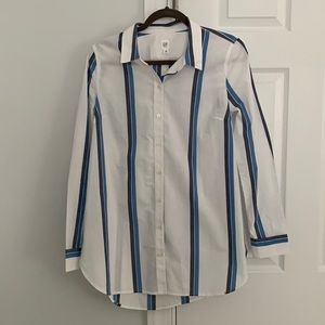 Maternity blue and white stripe Oxford